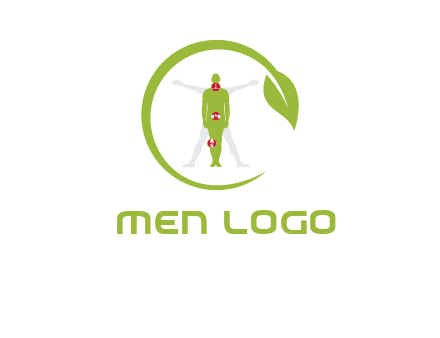 man inside leaf or sprout logo