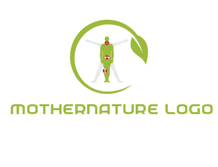 man inside leaf or sprout logo