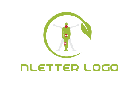 man inside leaf or sprout logo