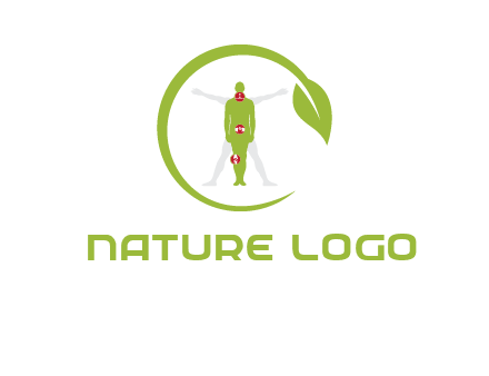 man inside leaf or sprout logo