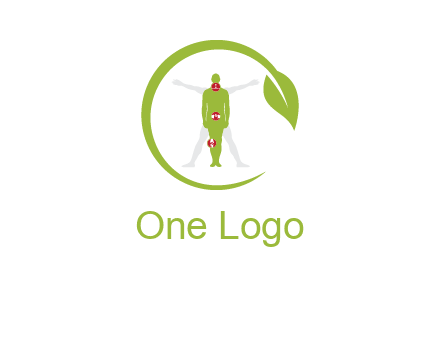 man inside leaf or sprout logo