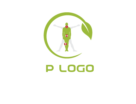 man inside leaf or sprout logo