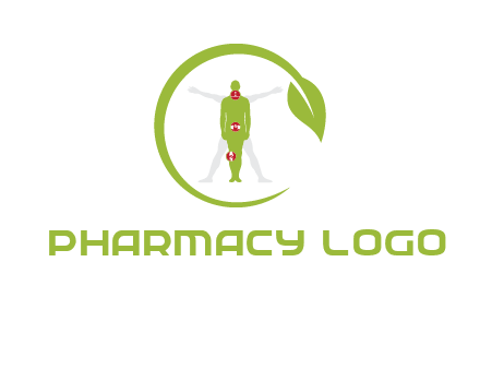 man inside leaf or sprout logo
