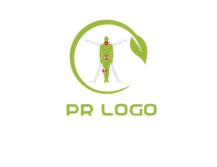 man inside leaf or sprout logo