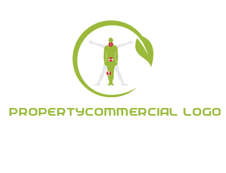 man inside leaf or sprout logo