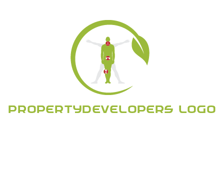 man inside leaf or sprout logo
