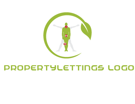 man inside leaf or sprout logo