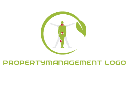 man inside leaf or sprout logo
