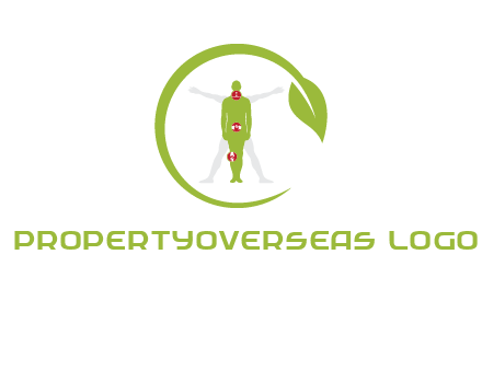 man inside leaf or sprout logo