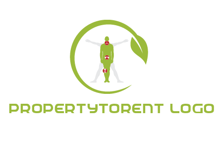man inside leaf or sprout logo