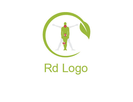 man inside leaf or sprout logo