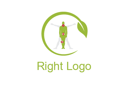 man inside leaf or sprout logo