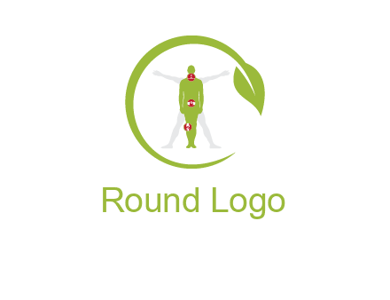 man inside leaf or sprout logo