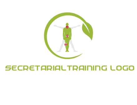 man inside leaf or sprout logo