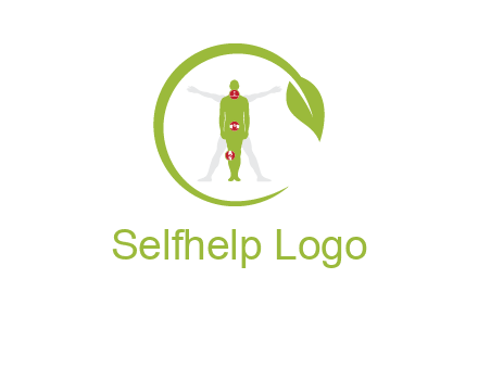 man inside leaf or sprout logo