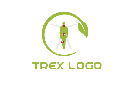 man inside leaf or sprout logo