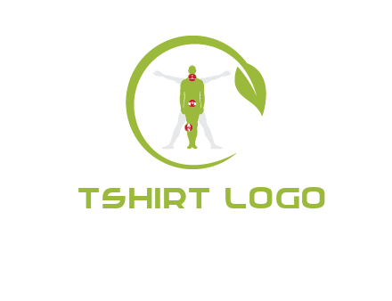 man inside leaf or sprout logo