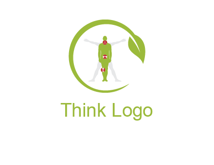 man inside leaf or sprout logo