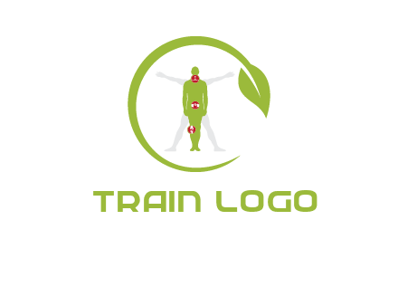 man inside leaf or sprout logo