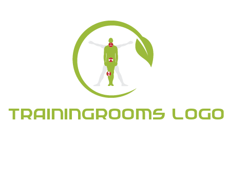 man inside leaf or sprout logo
