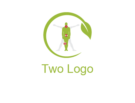 man inside leaf or sprout logo