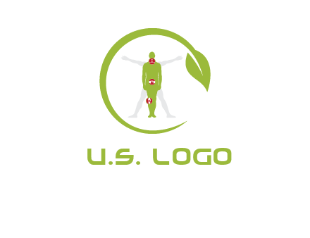 man inside leaf or sprout logo
