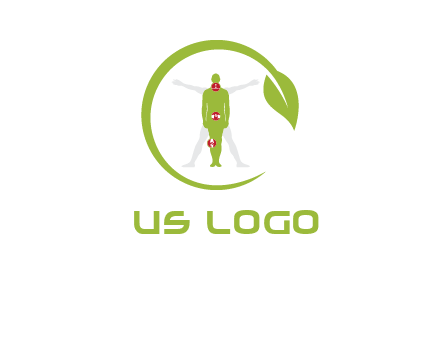 man inside leaf or sprout logo