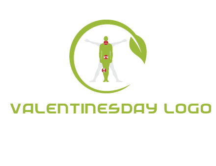 man inside leaf or sprout logo