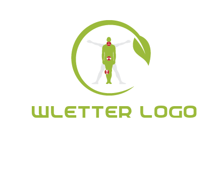 man inside leaf or sprout logo