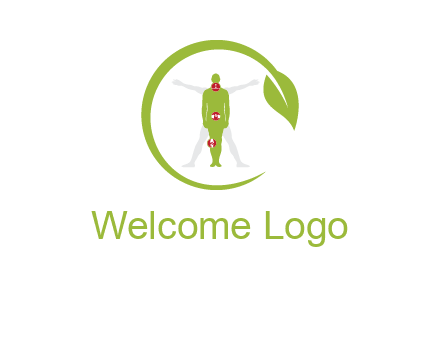 man inside leaf or sprout logo