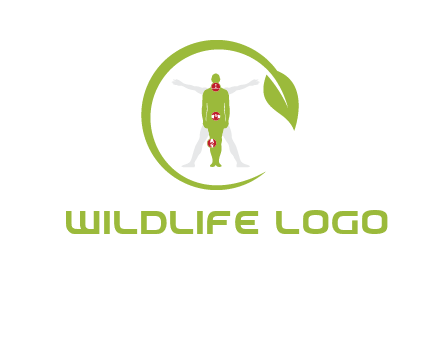 man inside leaf or sprout logo