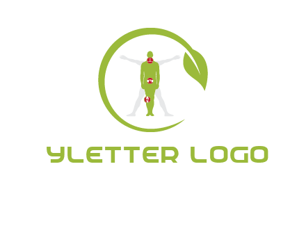 man inside leaf or sprout logo