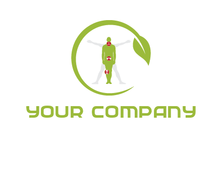man inside leaf or sprout logo