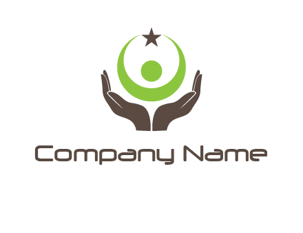 man holding star inside hands logo