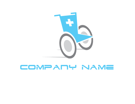 wheelchair with cross sign logo