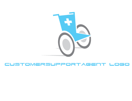 wheelchair with cross sign logo