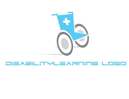 wheelchair with cross sign logo