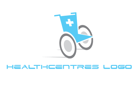 wheelchair with cross sign logo