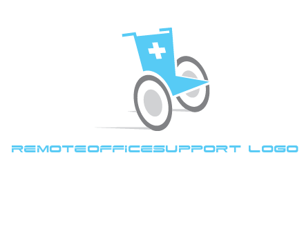 wheelchair with cross sign logo