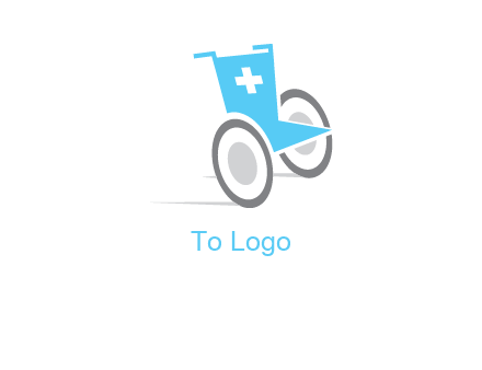 wheelchair with cross sign logo