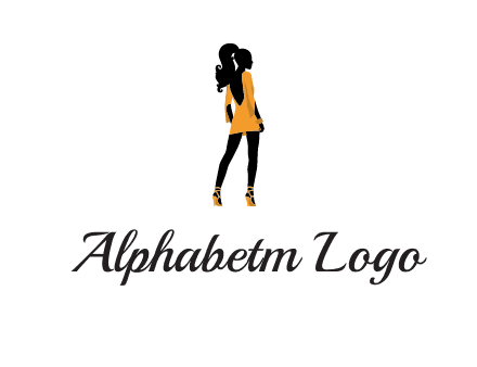 woman in yellow apparel logo