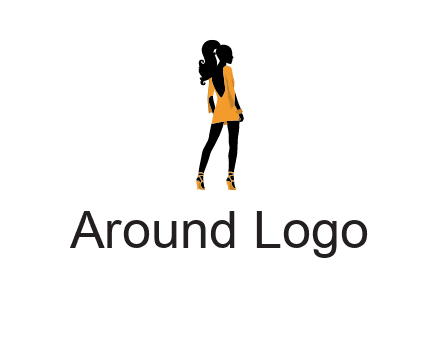 woman in yellow apparel logo