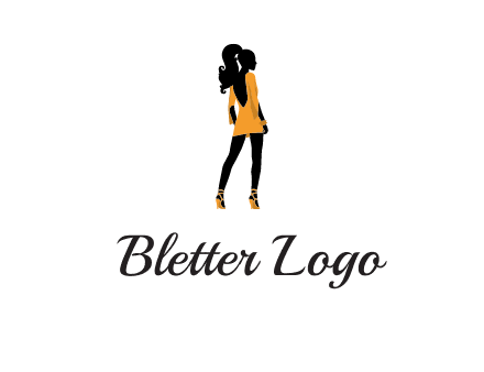 woman in yellow apparel logo