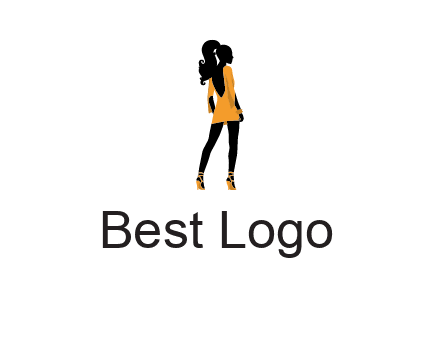 woman in yellow apparel logo