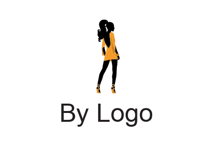 woman in yellow apparel logo