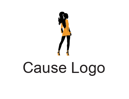 woman in yellow apparel logo