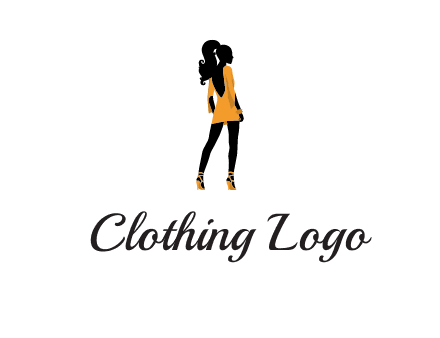 woman in yellow apparel logo