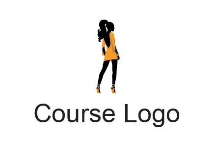 woman in yellow apparel logo