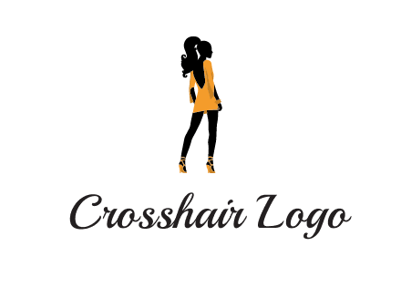 woman in yellow apparel logo