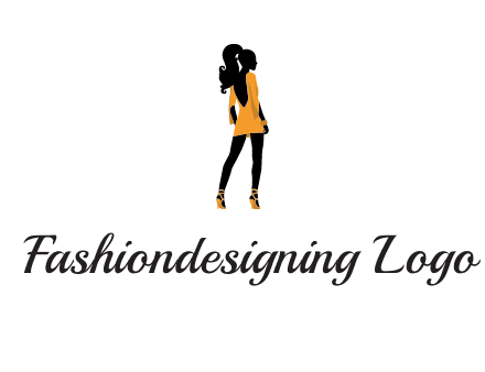 woman in yellow apparel logo